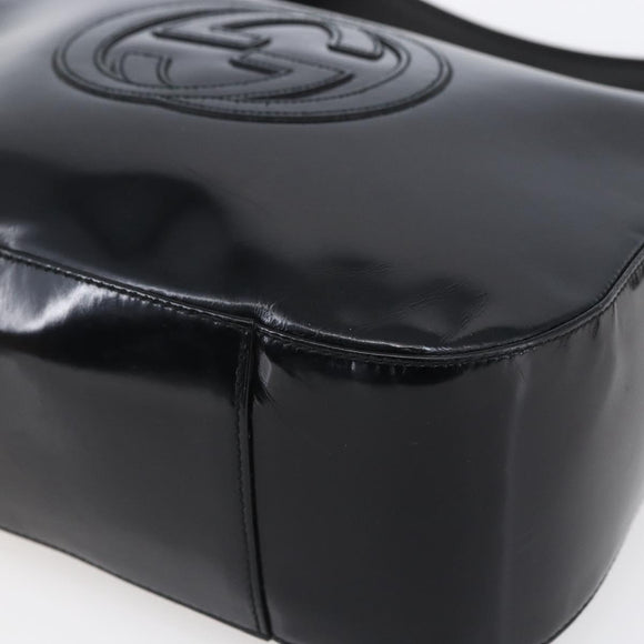 GUCCI Soho Shoulder Bag Enamel Black 001 1364 1703 Auth 150120