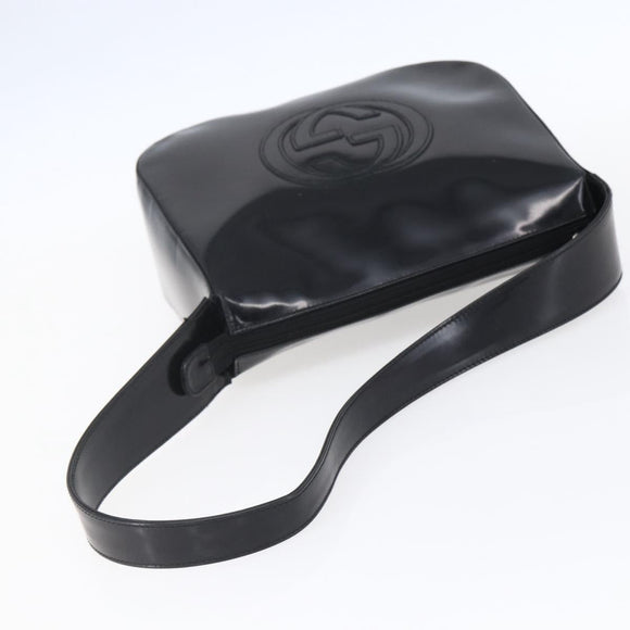 GUCCI Soho Shoulder Bag Enamel Black 001 1364 1703 Auth 150120