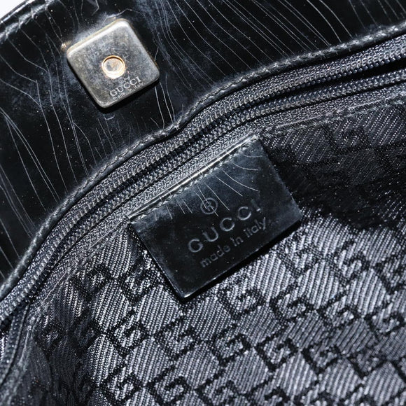GUCCI Shoulder Bag Canvas Black Gold 001 4231 Auth 150121