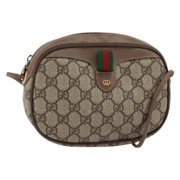 GUCCI GG Supreme Web Sherry Line Bag PVC Beige Gold 007 58 6112 4023 Auth 150125
