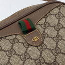 GUCCI GG Supreme Web Sherry Line Bag PVC Beige Gold 007 58 6112 4023 Auth 150125-14