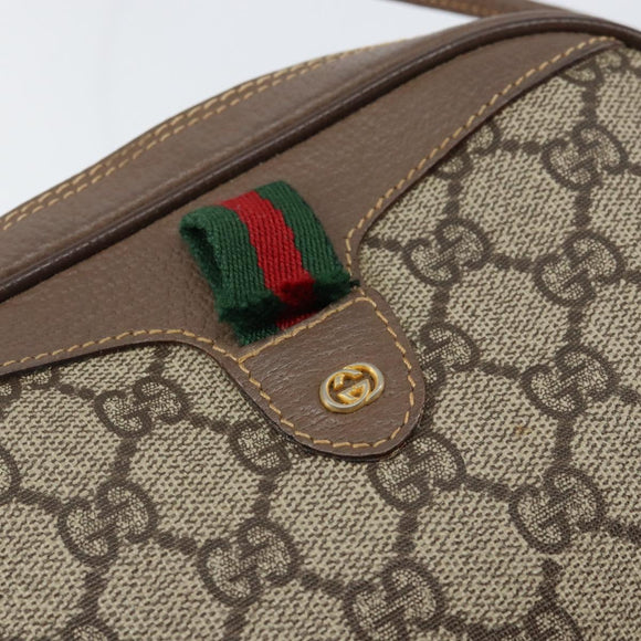 GUCCI GG Supreme Web Sherry Line Bag PVC Beige Gold 007 58 6112 4023 Auth 150125