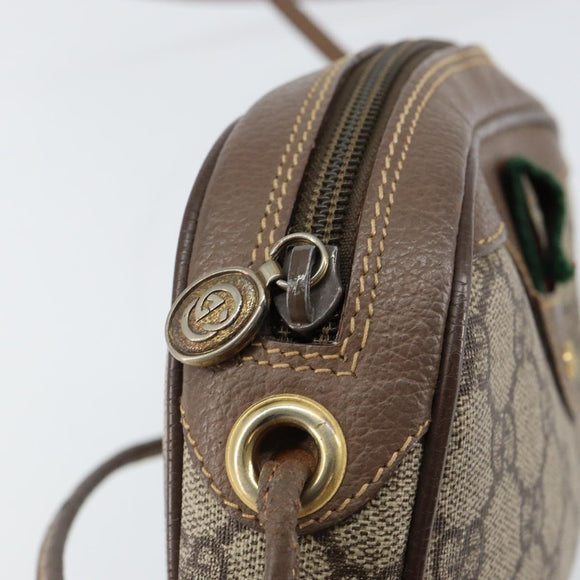 GUCCI GG Supreme Web Sherry Line Bag PVC Beige Gold 007 58 6112 4023 Auth 150125