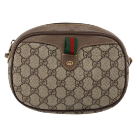 GUCCI GG Supreme Web Sherry Line Bag PVC Beige Gold 007 58 6112 4023 Auth 150125 - 0