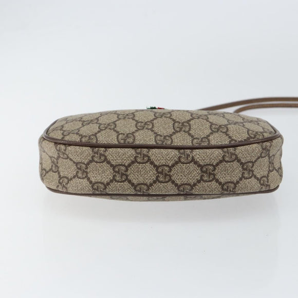 GUCCI GG Supreme Web Sherry Line Bag PVC Beige Gold 007 58 6112 4023 Auth 150125