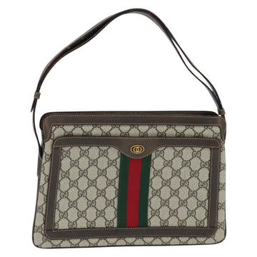 GUCCI GG Supreme Web Sherry Line Shoulder Bag PVC Beige 378 001 4085 Auth 150126