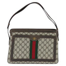 GUCCI GG Supreme Web Sherry Line Shoulder Bag PVC Beige 378 001 4085 Auth 150126-13