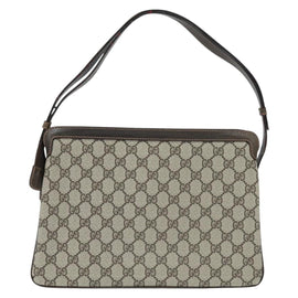 GUCCI GG Supreme Web Sherry Line Shoulder Bag PVC Beige 378 001 4085 Auth 150126 - 0
