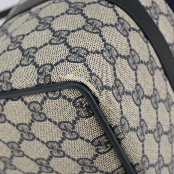 GUCCI GG Supreme Sherry Line Boston Bag PVC Navy Gold Red Auth 150128