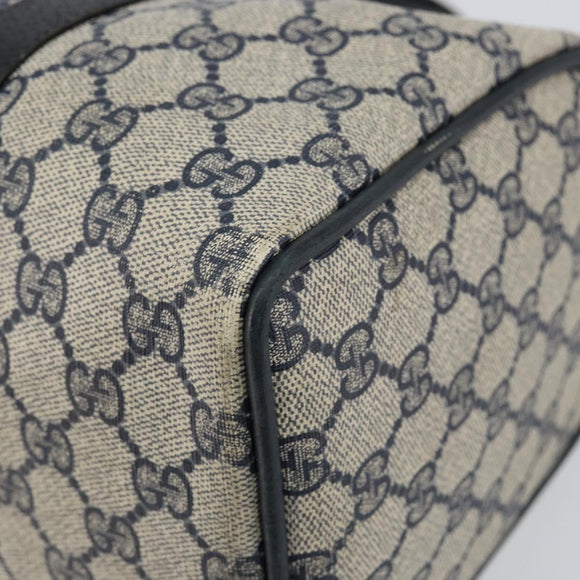 GUCCI GG Supreme Sherry Line Boston Bag PVC Navy Gold Red Auth 150128