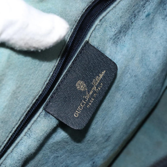 GUCCI GG Supreme Sherry Line Boston Bag PVC Navy Gold Red Auth 150128