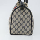 GUCCI GG Supreme Sherry Line Boston Bag PVC Navy Gold Red Auth 150128-3