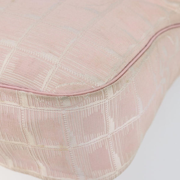 CHANEL New Travel line Shoulder Bag Nylon Pink Gold CC Auth 150130