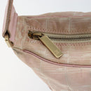 CHANEL New Travel line Shoulder Bag Nylon Pink Gold CC Auth 150130-9