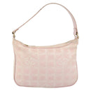 CHANEL New Travel line Shoulder Bag Nylon Pink Gold CC Auth 150130-13