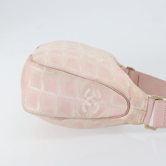 CHANEL New Travel line Shoulder Bag Nylon Pink Gold CC Auth 150130
