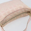 CHANEL New Travel line Shoulder Bag Nylon Pink Gold CC Auth 150130-6