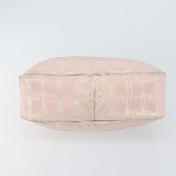 CHANEL New Travel line Shoulder Bag Nylon Pink Gold CC Auth 150130