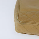 CHANEL Matelasse Chain Shoulder Bag Lamb Skin Beige Gold CC Auth 150131-15