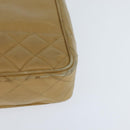 CHANEL Matelasse Chain Shoulder Bag Lamb Skin Beige Gold CC Auth 150131-16