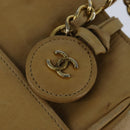 CHANEL Matelasse Chain Shoulder Bag Lamb Skin Beige Gold CC Auth 150131-10