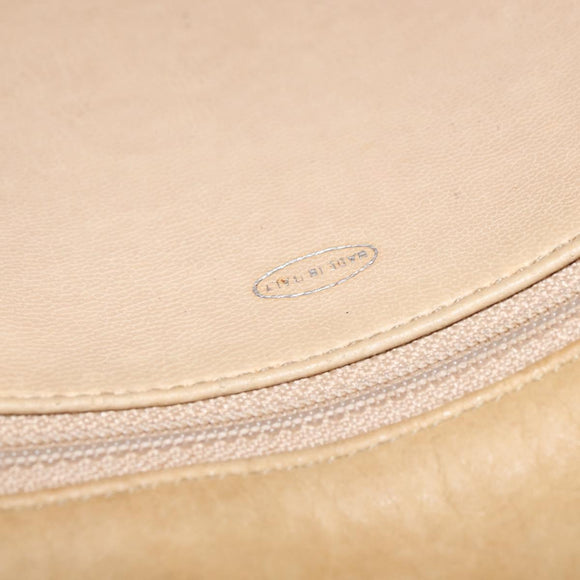 CHANEL Matelasse Chain Shoulder Bag Lamb Skin Beige Gold CC Auth 150131