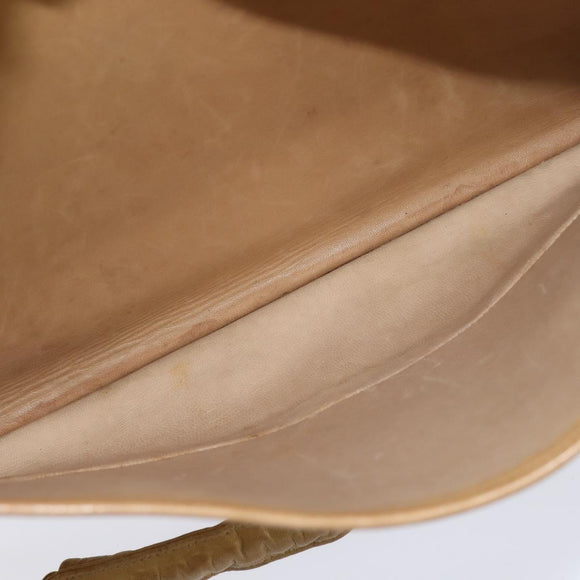 CHANEL Matelasse Chain Shoulder Bag Lamb Skin Beige Gold CC Auth 150131