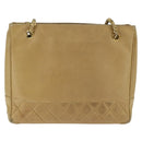 CHANEL Matelasse Chain Shoulder Bag Lamb Skin Beige Gold CC Auth 150131-2