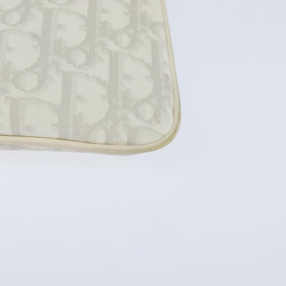 Christian Dior Trotter Canvas Romantic Shoulder Bag PVC Ivory Silver Auth 150134