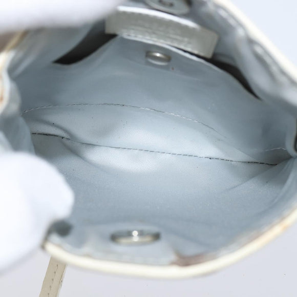 Christian Dior Trotter Canvas Romantic Shoulder Bag PVC Ivory Silver Auth 150134