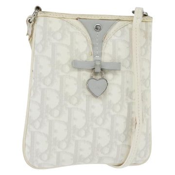 Christian Dior Trotter Canvas Romantic Shoulder Bag PVC Ivory Silver Auth 150134
