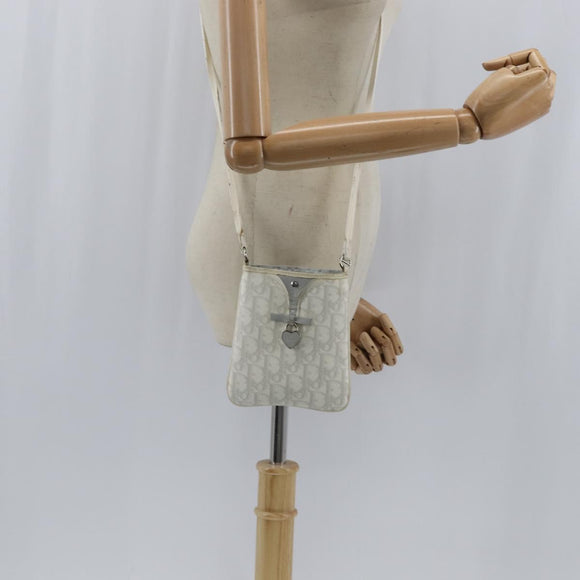 Christian Dior Trotter Canvas Romantic Shoulder Bag PVC Ivory Silver Auth 150134