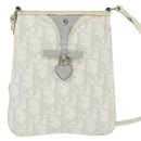 Christian Dior Trotter Canvas Romantic Shoulder Bag PVC Ivory Silver Auth 150134-13