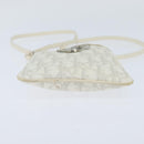 Christian Dior Trotter Canvas Romantic Shoulder Bag PVC Ivory Silver Auth 150134-5