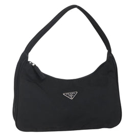 PRADA Hand Bag Nylon Black Silver Auth 150135