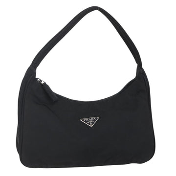PRADA Hand Bag Nylon Black Silver Auth 150135