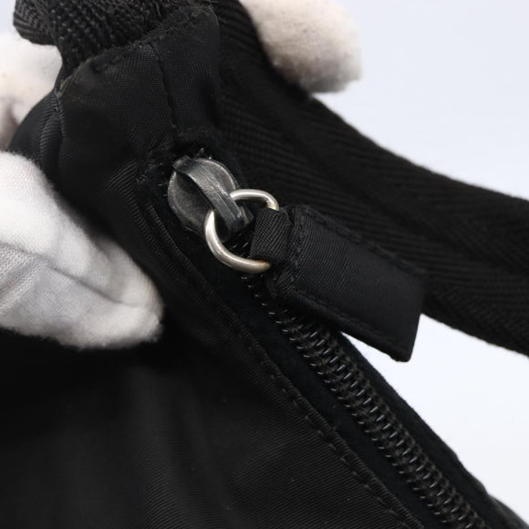 PRADA Hand Bag Nylon Black Silver Auth 150135