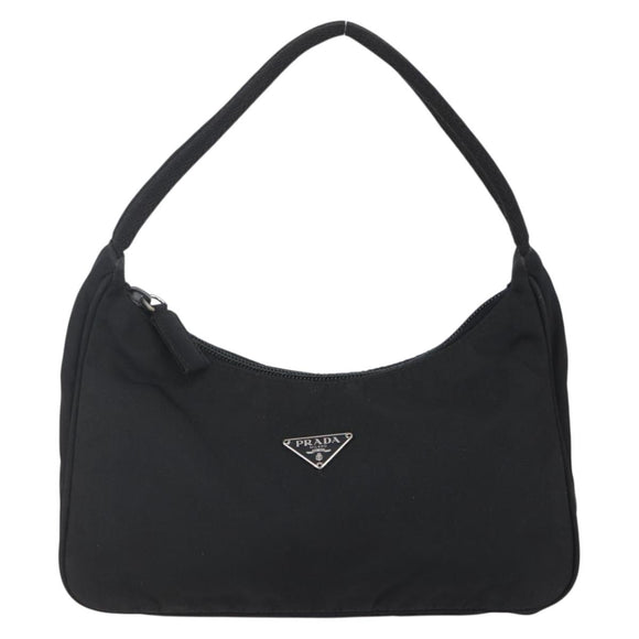 PRADA Hand Bag Nylon Black Silver Auth 150135