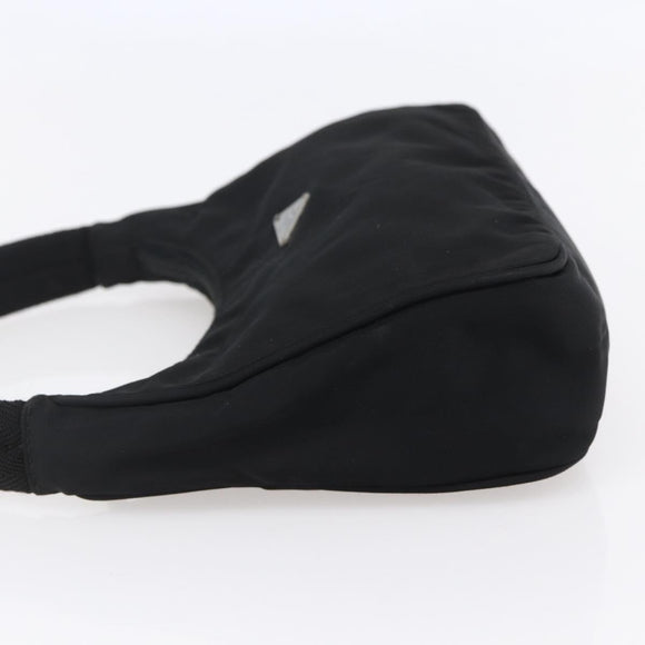 PRADA Hand Bag Nylon Black Silver Auth 150135