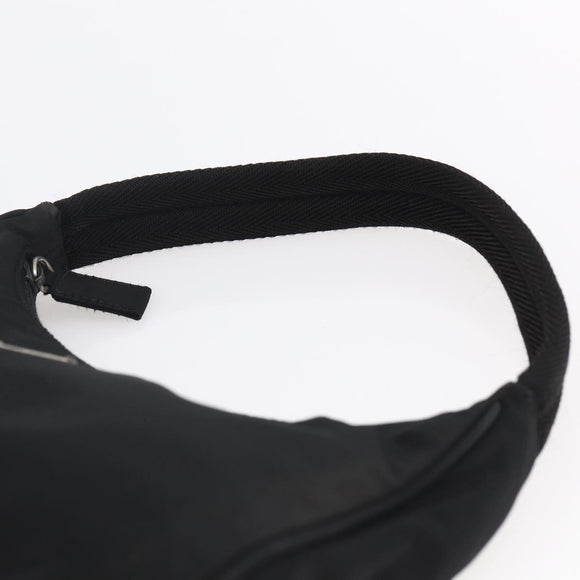 PRADA Hand Bag Nylon Black Silver Auth 150135