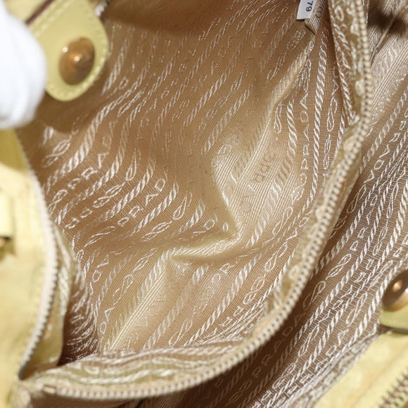 PRADA Tote Bag Nylon Yellow Gold Auth 150138