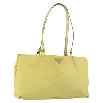 PRADA Tote Bag Nylon Yellow Gold Auth 150138