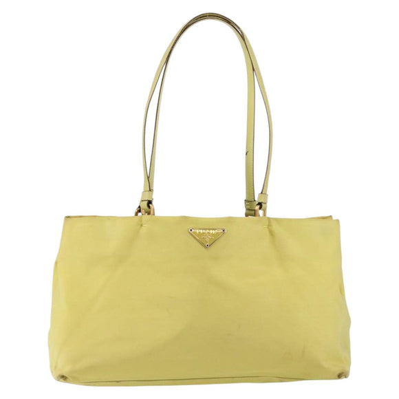 PRADA Tote Bag Nylon Yellow Gold Auth 150138