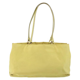 PRADA Tote Bag Nylon Yellow Gold Auth 150138 - 0