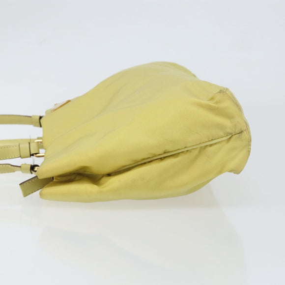 PRADA Tote Bag Nylon Yellow Gold Auth 150138