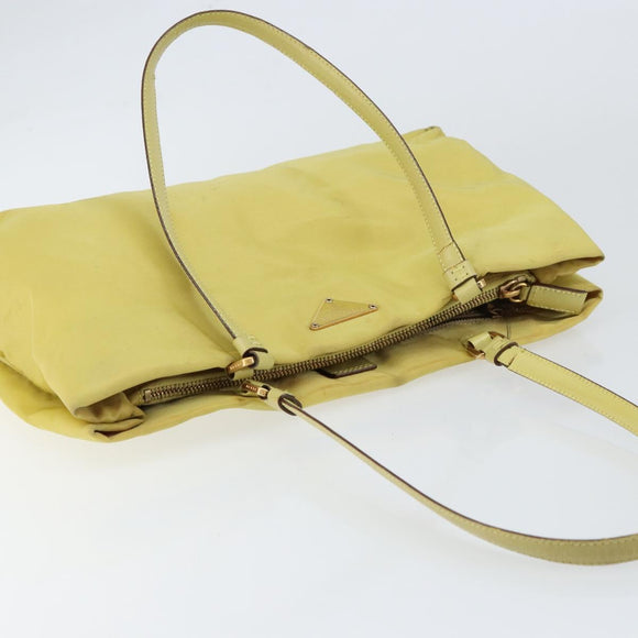PRADA Tote Bag Nylon Yellow Gold Auth 150138