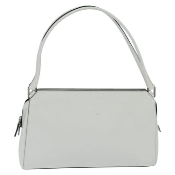 PRADA Tote Bag Leather White Silver Auth 150139