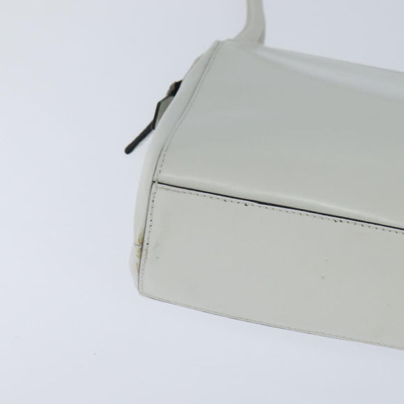 PRADA Tote Bag Leather White Silver Auth 150139