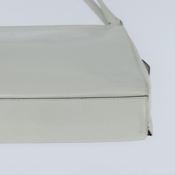 PRADA Tote Bag Leather White Silver Auth 150139