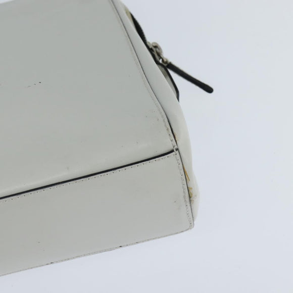 PRADA Tote Bag Leather White Silver Auth 150139